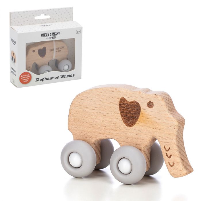 Baby-Budget | Free2Play - Houten siliconen wielen - / Elephant | Baby-Budget