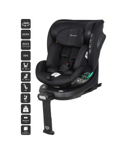 BabyGO Prime 360 autostoel - Draaibare i-Size autostoel met isoFix - voor kinderen van 40-125cm - Zwart