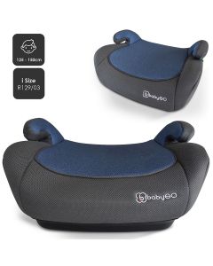 BabyGO autostoel Booster iSize - Zitverhoger - Stoelverhoger - Autogordel bevestiging - Blauw Melange (voor kinderen van 125 - 150cm)