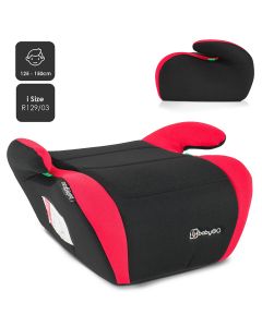 BabyGO autostoel Booster iSize - Zitverhoger - Stoelverhoger - Autogordel bevestiging - Rood (voor kinderen van 125 - 150cm)