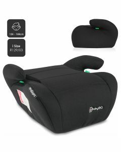 BabyGO autostoel Booster iSize - Zitverhoger - Stoelverhoger - Autogordel bevestiging - Zwart (voor kinderen van 125 - 150cm)