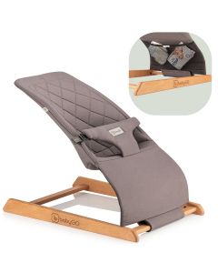 BabyGO Skippy - Wipstoel - Houten Baby Bouncer- Schommelstoel voor baby's - Grijs
