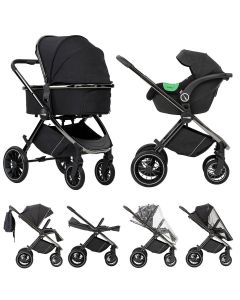 FreeON Joy Plus 3in1 Kinderwagen - Wandelwagen & Reiswieg - Zwart (incl. i-Size autostoel)