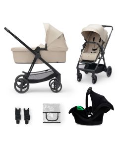 Kinderkraft Newly - Kinderwagen - 3in1 reissysteem incl. Mink Pro autostoel - Geschikt van 0-22kg - Sand Beige